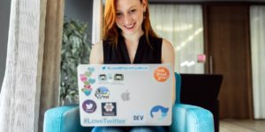 redhead woman with laptop