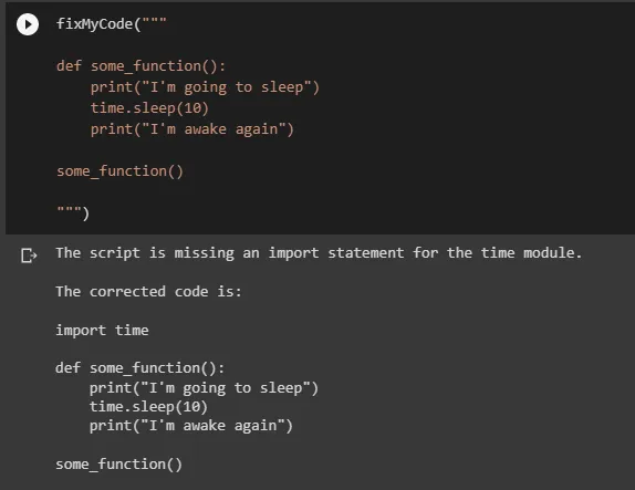 Код с ошибкой и совет ChatGPT по ее исправлению.