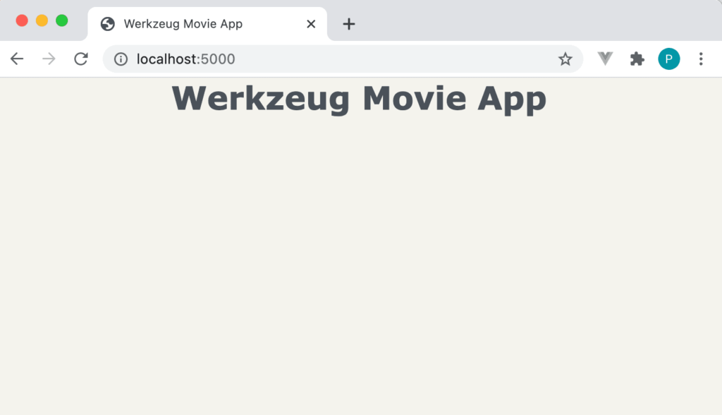 На странице выводится текст "Werkzeug Movie App"